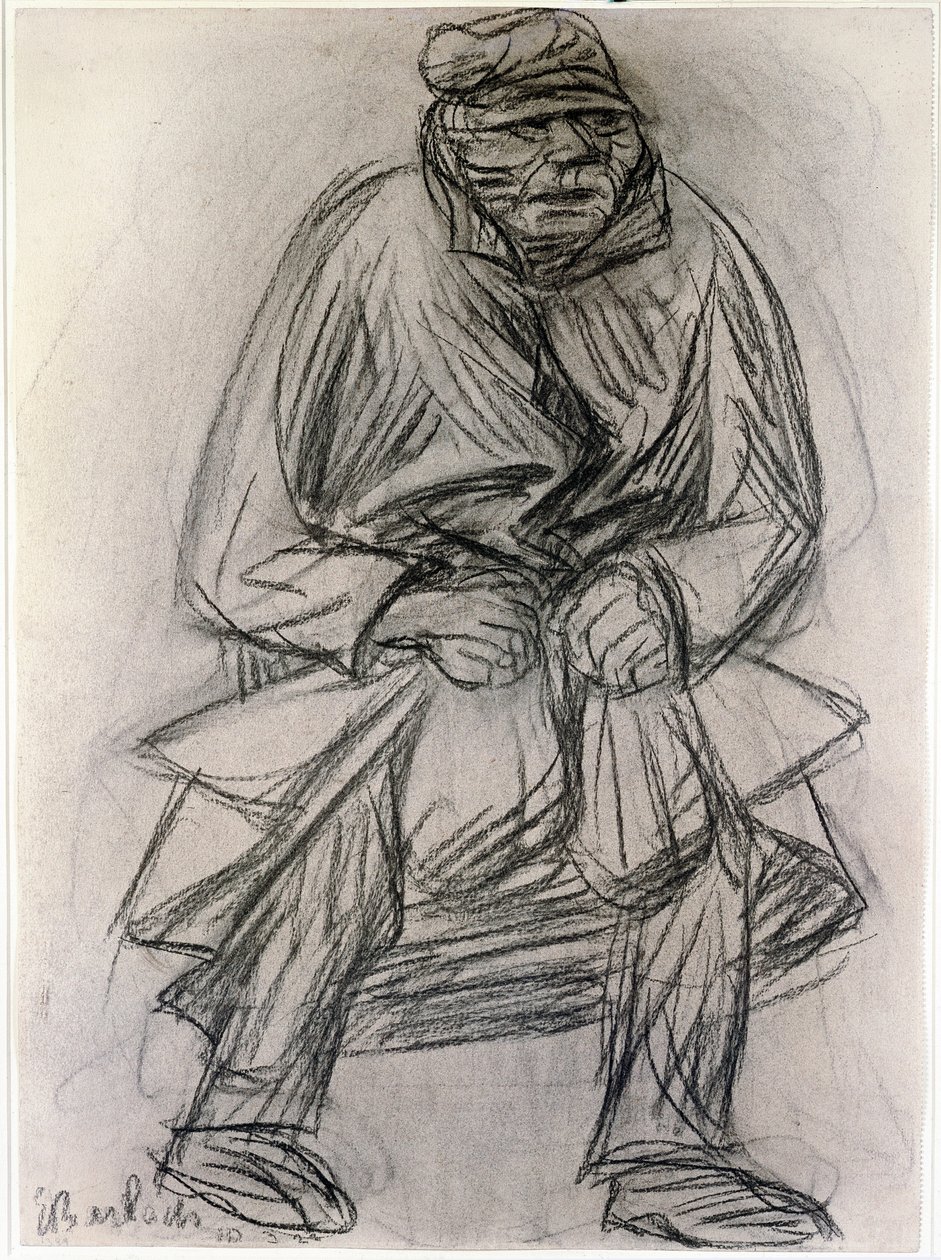 Figuur van een bedelaar. Tekening door Ernst Barlach (1870-1938) New York Museum of Modern Art door Ernst Barlach