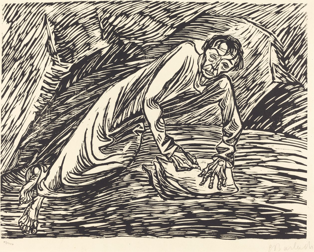 De schrijvende profeet Sint Jan op Patmos, 1919 door Ernst Barlach