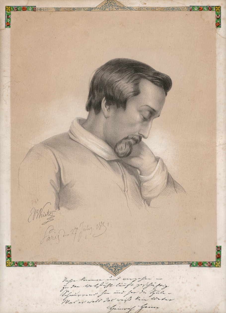 Julius Ernst Benedikt Kietz, Portret van Heinrich Heine door Ernst Benedikt Kietz