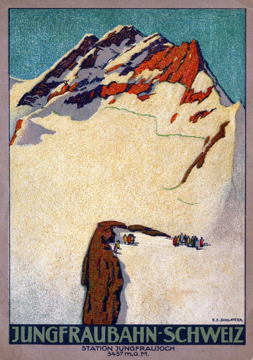 Jungfraujoch, top in de Zwitserse Alpen. circa 1920-30 (afbeelding) door Ernst Emil Schlatter