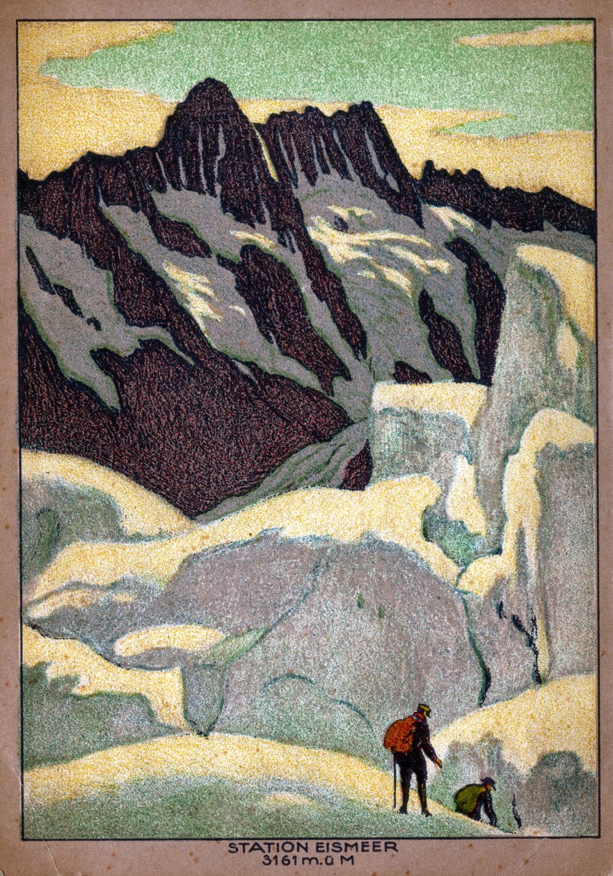 De gletsjer van Grindelwald (Ischmeer) in de Zwitserse Alpen. circa 1920-30 (afbeelding) door Ernst Emil Schlatter