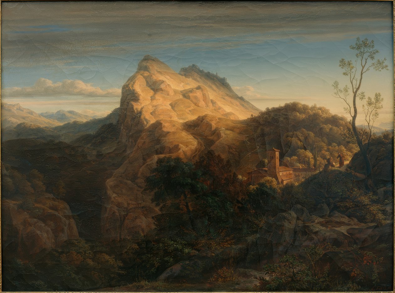 Avondlandschap bij Olevano door Ernst Fries