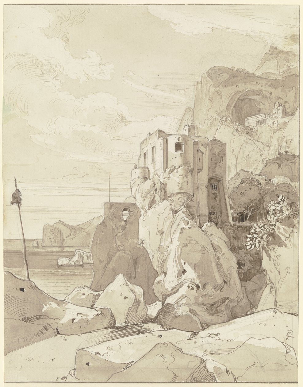 Amalfi, uitzicht over een wachttoren op S. Francesco door Ernst Fries