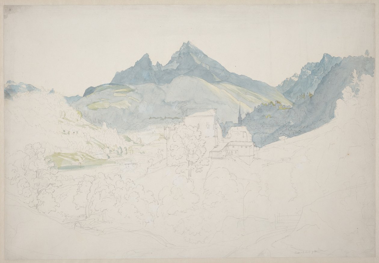 Berchtesgaden met de Watzmann-top in de verte door Ernst Fries