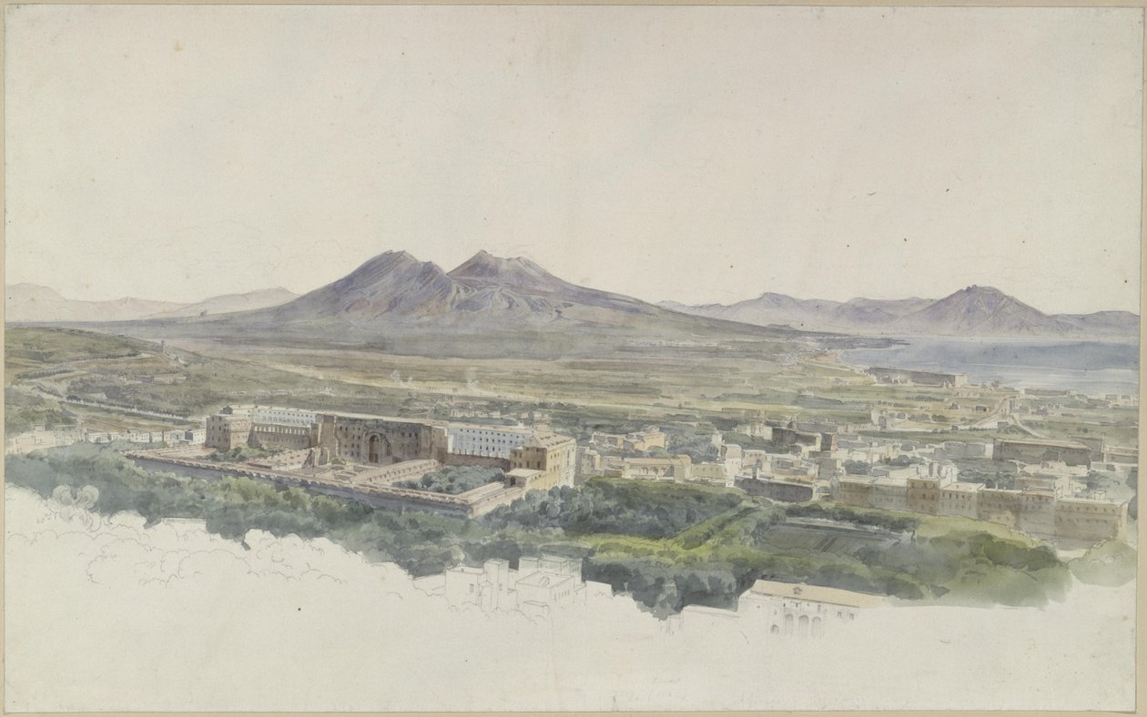 Uitzicht over Napels met Pompeï op de Vesuvius door Ernst Fries