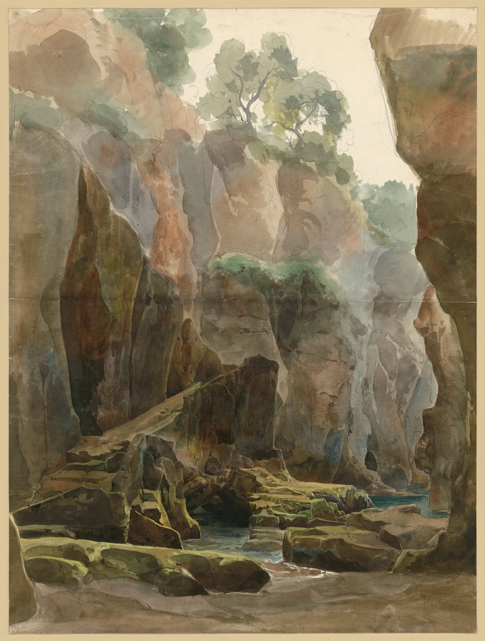 Rotskloof met beekje bij Sorrento door Ernst Fries