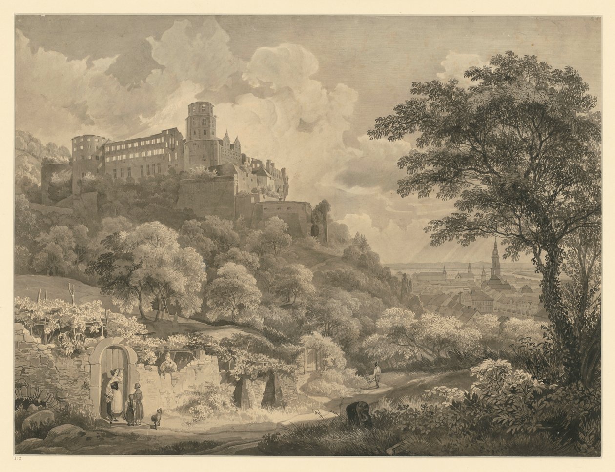 Heidelberg. Gezicht op het kasteel door Ernst Fries