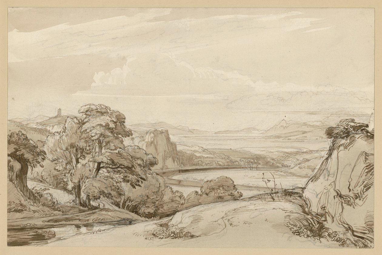 Landschap aan het Nemimeer bij Ganzano door Ernst Fries