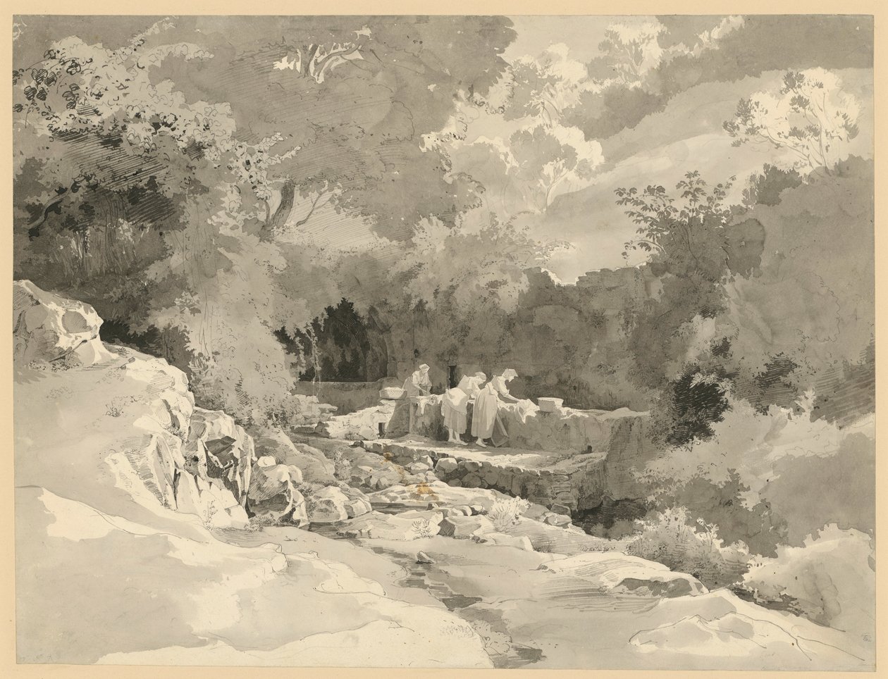 Landschap met vrouwen bij de wasbron door Ernst Fries