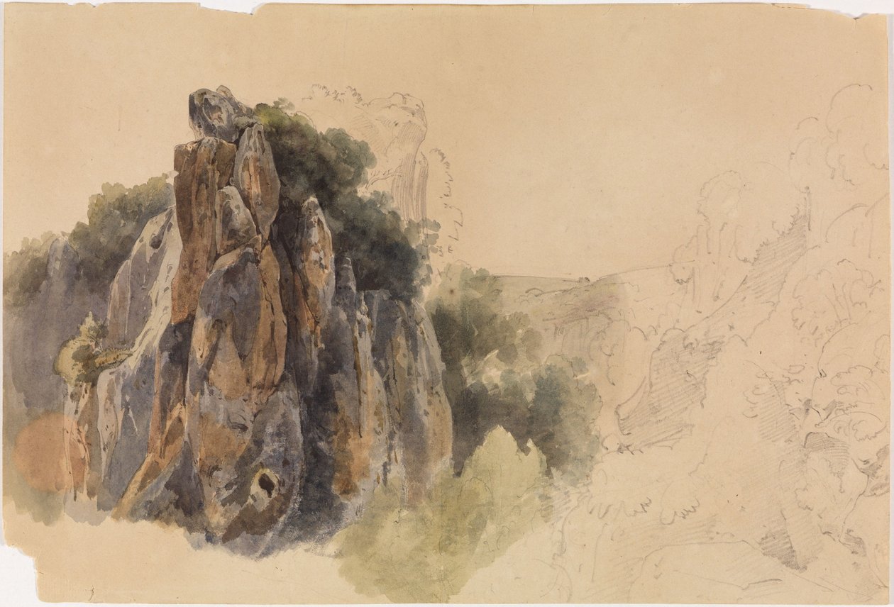 Landschapsstudie met rotsen door Ernst Fries