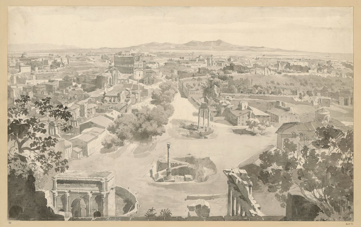 Noordwestelijk uitzicht op Rome vanaf de toren van het Capitool door Ernst Fries