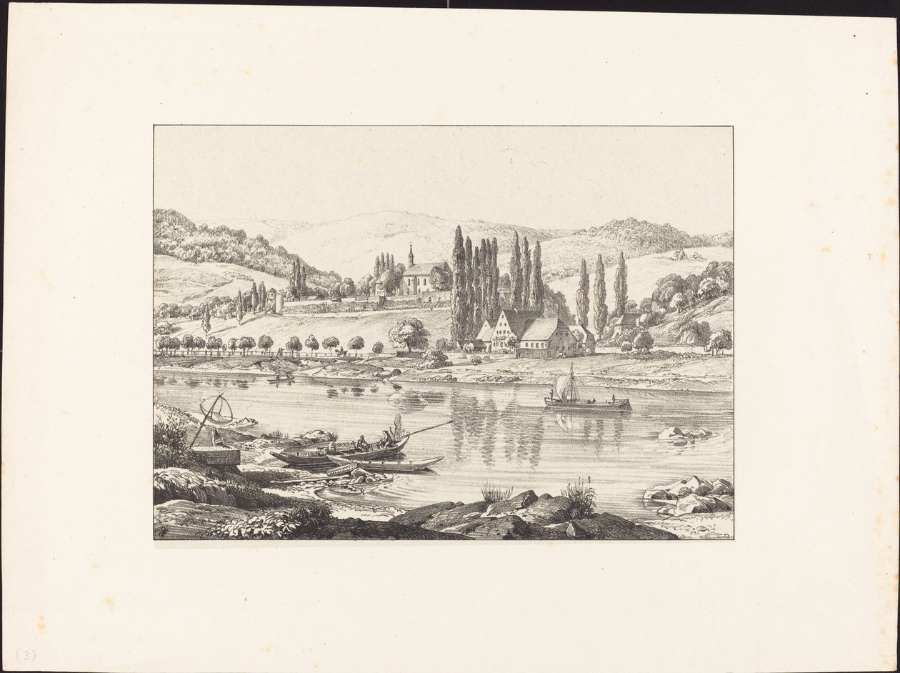 Het Klooster van Neuberg vanuit Schlierbach door Ernst Fries