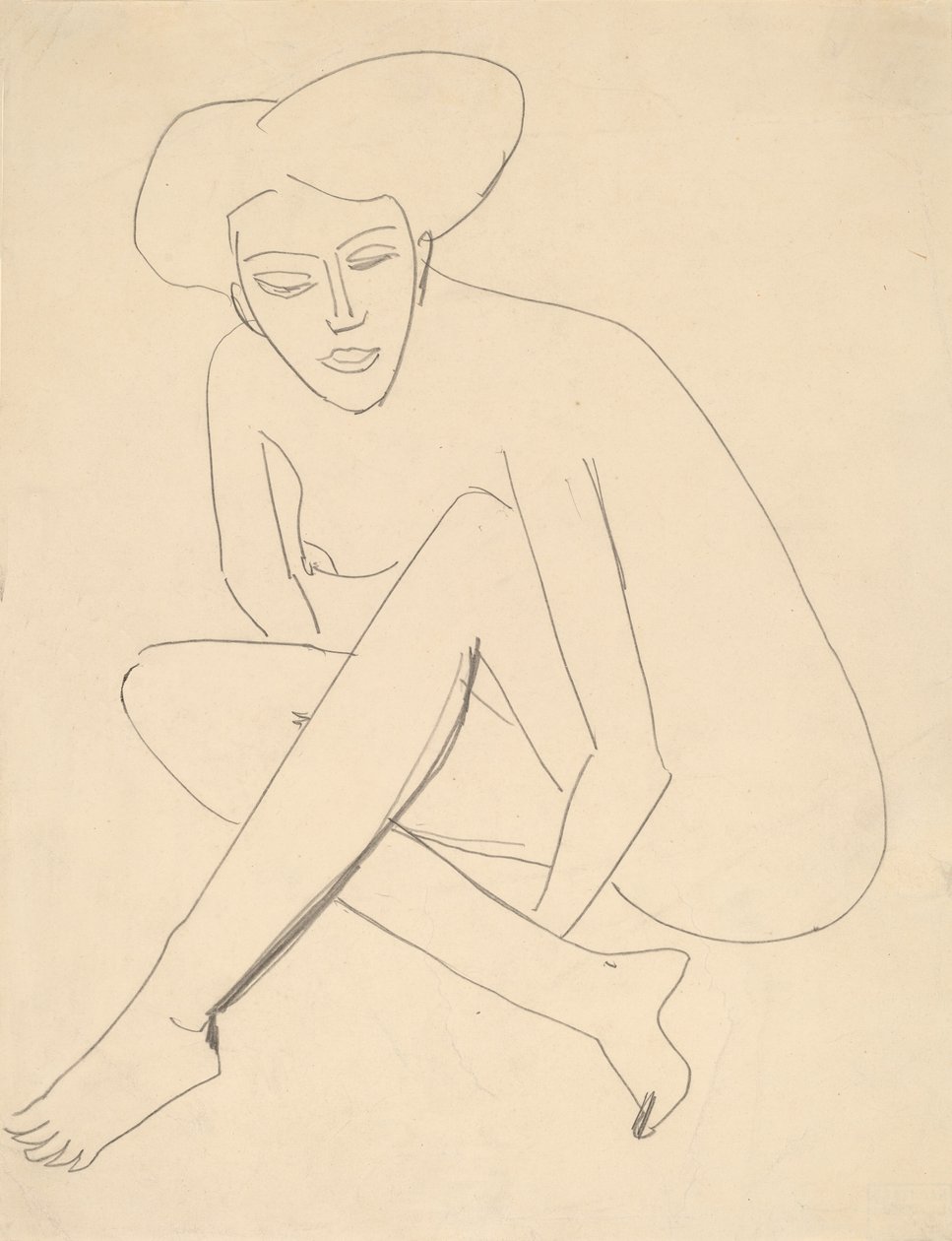 Dodo Zittend, 1910 door Ernst Ludwig Kirchner