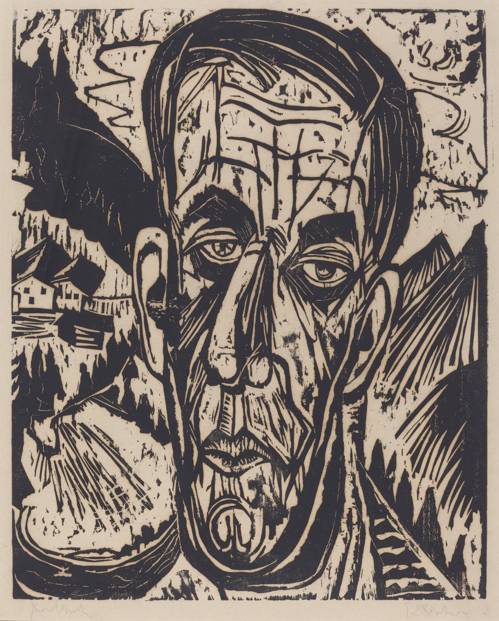Hoofd van van de Velde, Bright Kopf van de Velde, Hel, 1917 door Ernst Ludwig Kirchner