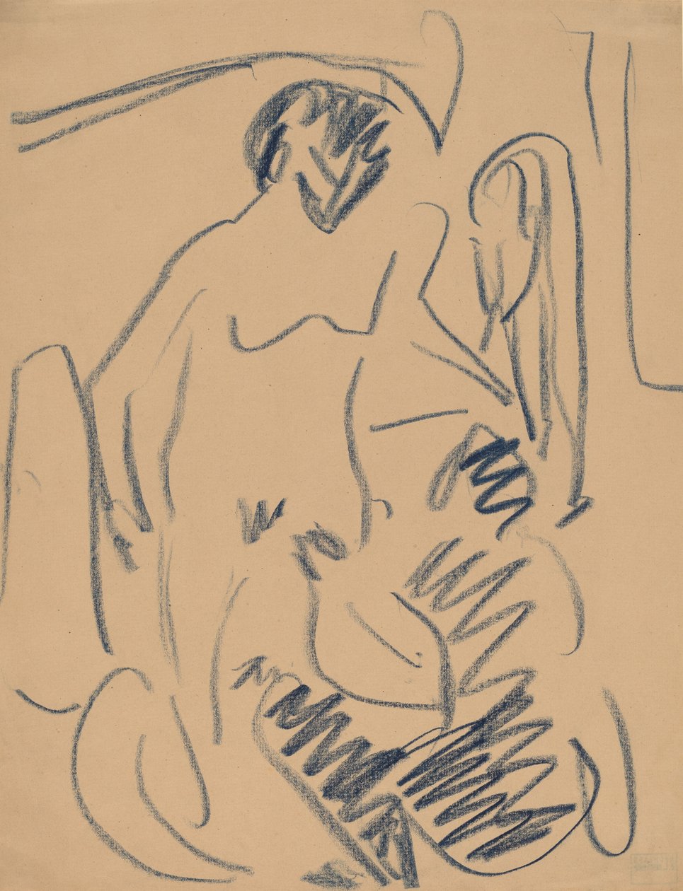 Naakt op het strand door Ernst Ludwig Kirchner