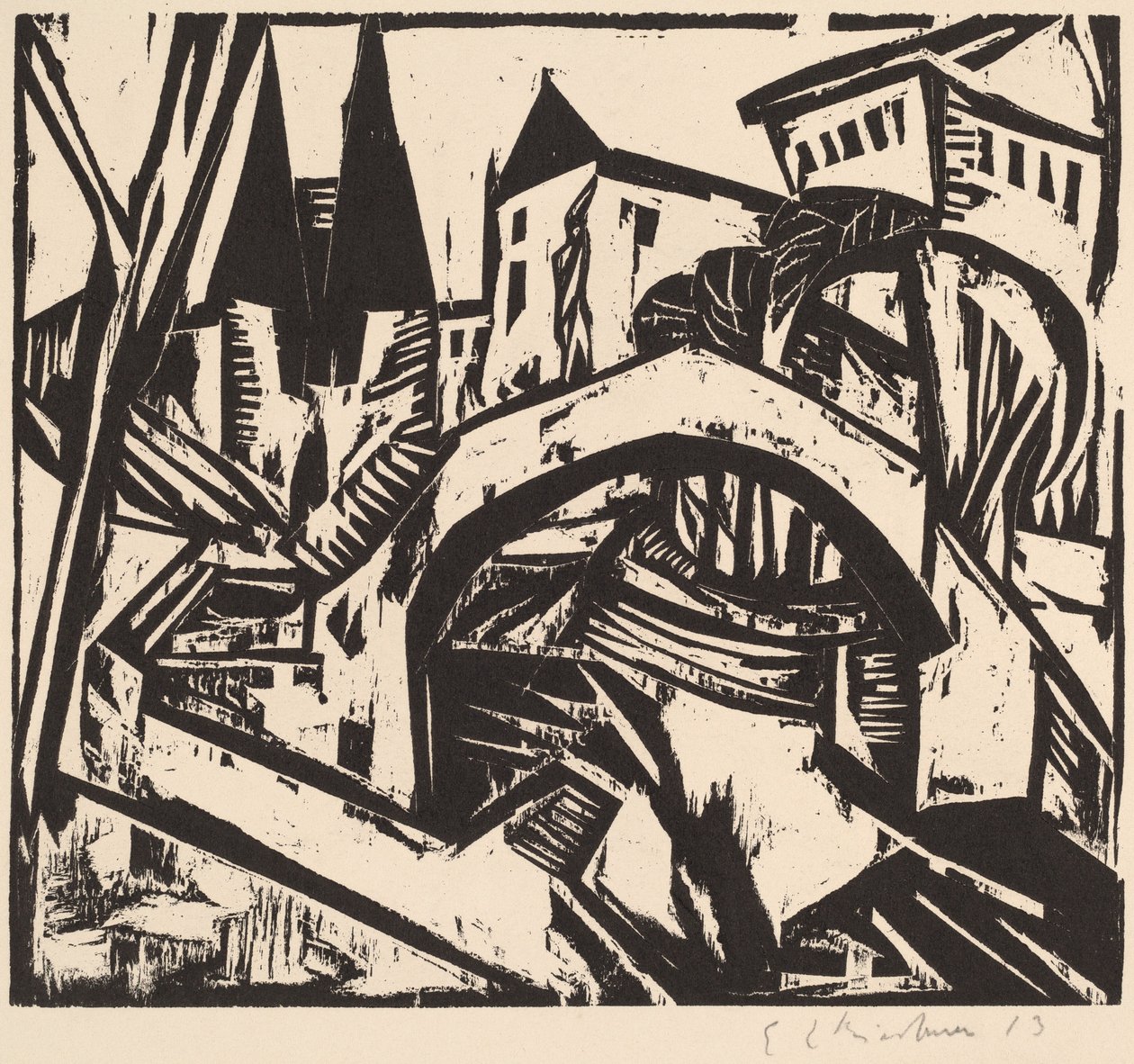 Rivieroever bij Elisabeth Berlijn, 1912-1913 door Ernst Ludwig Kirchner