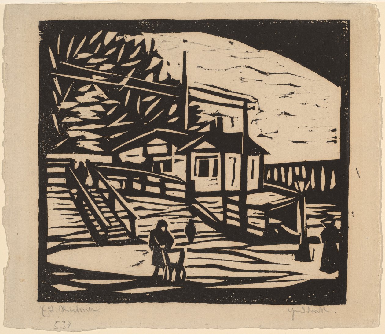 Schuur aan de Oever van de Elbe, 1906 door Ernst Ludwig Kirchner