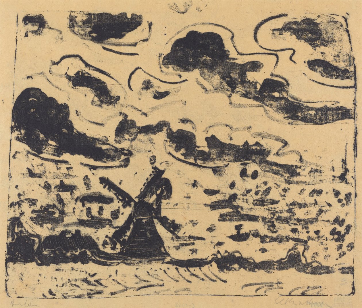 Molen bij Burg op Fehmarn, 1908 door Ernst Ludwig Kirchner