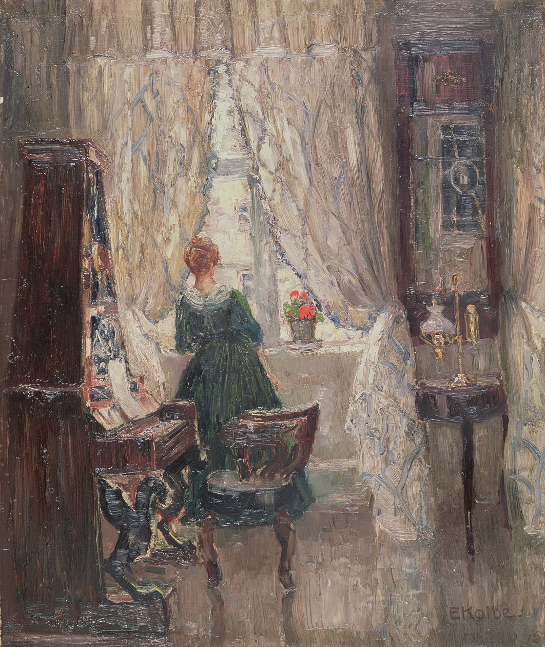 In de salon, ca. 1910 door Ernst Kolbe