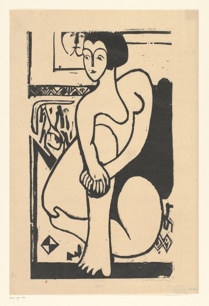 Zittend naakt door Ernst Ludwig Kirchner (signed by artist)