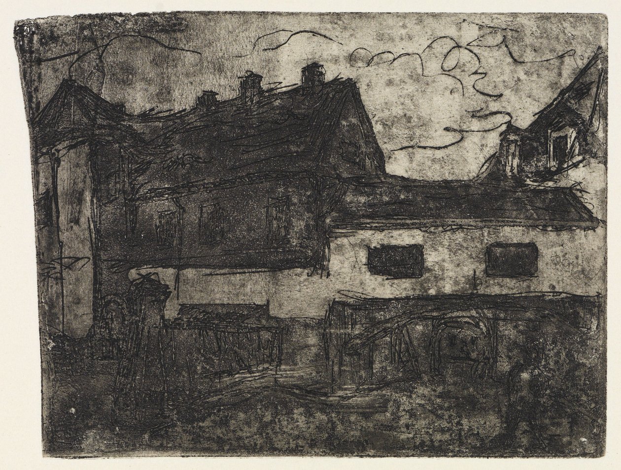 Oude doorgang tussen huizen in Dresden-Deuben door Ernst Ludwig Kirchner