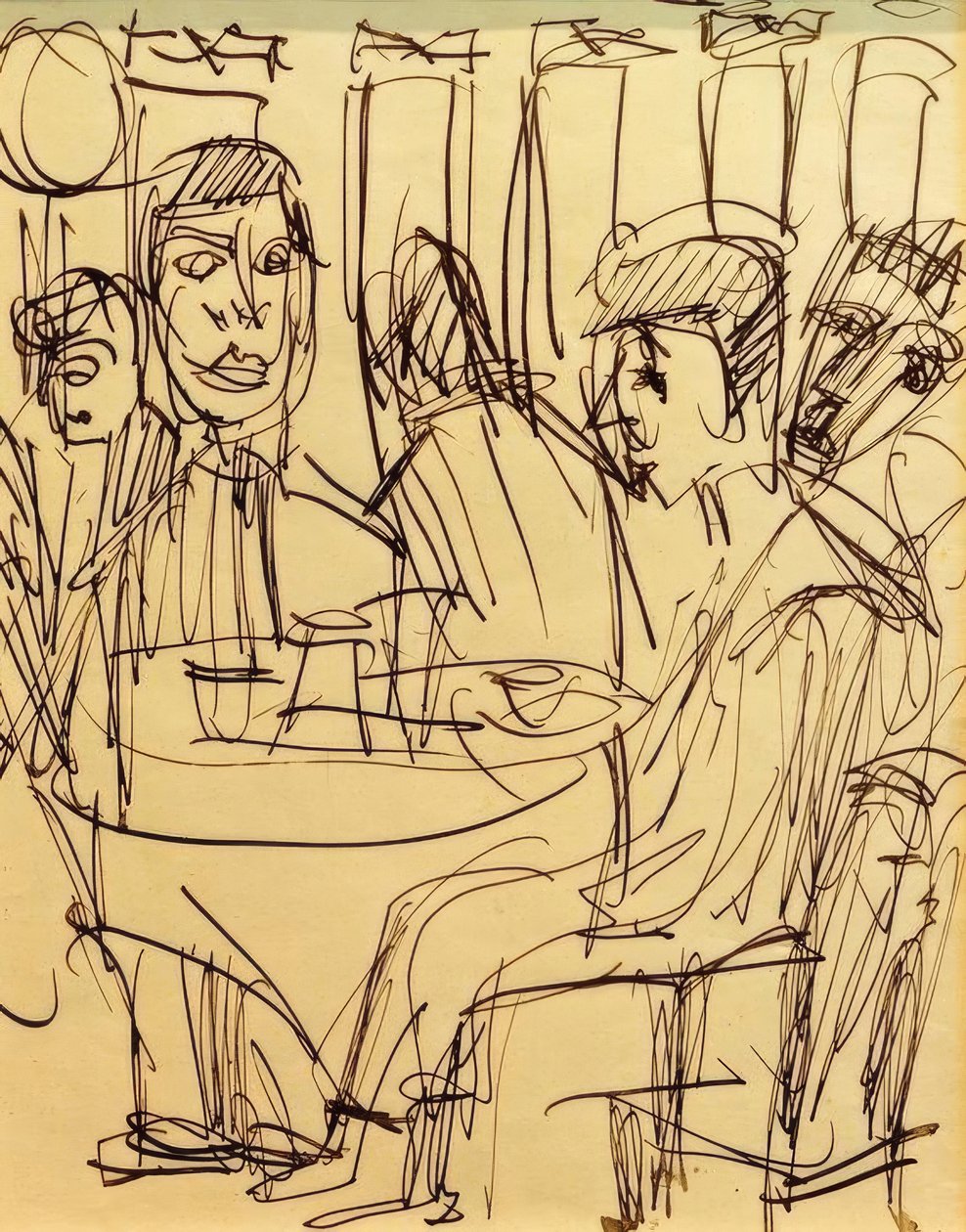 Aan de cafétafel door Ernst Ludwig Kirchner