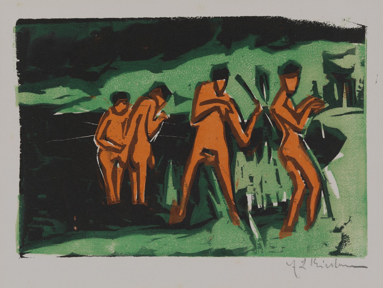 Badeners die riet gooien door Ernst Ludwig Kirchner