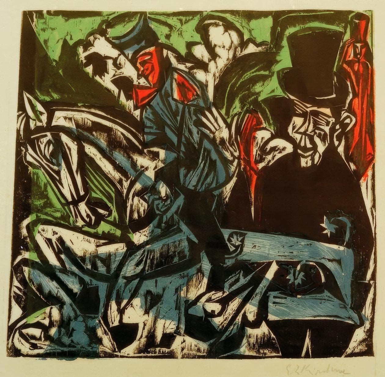 Ontmoeting van Schlemihl met de grijze man op straat door Ernst Ludwig Kirchner