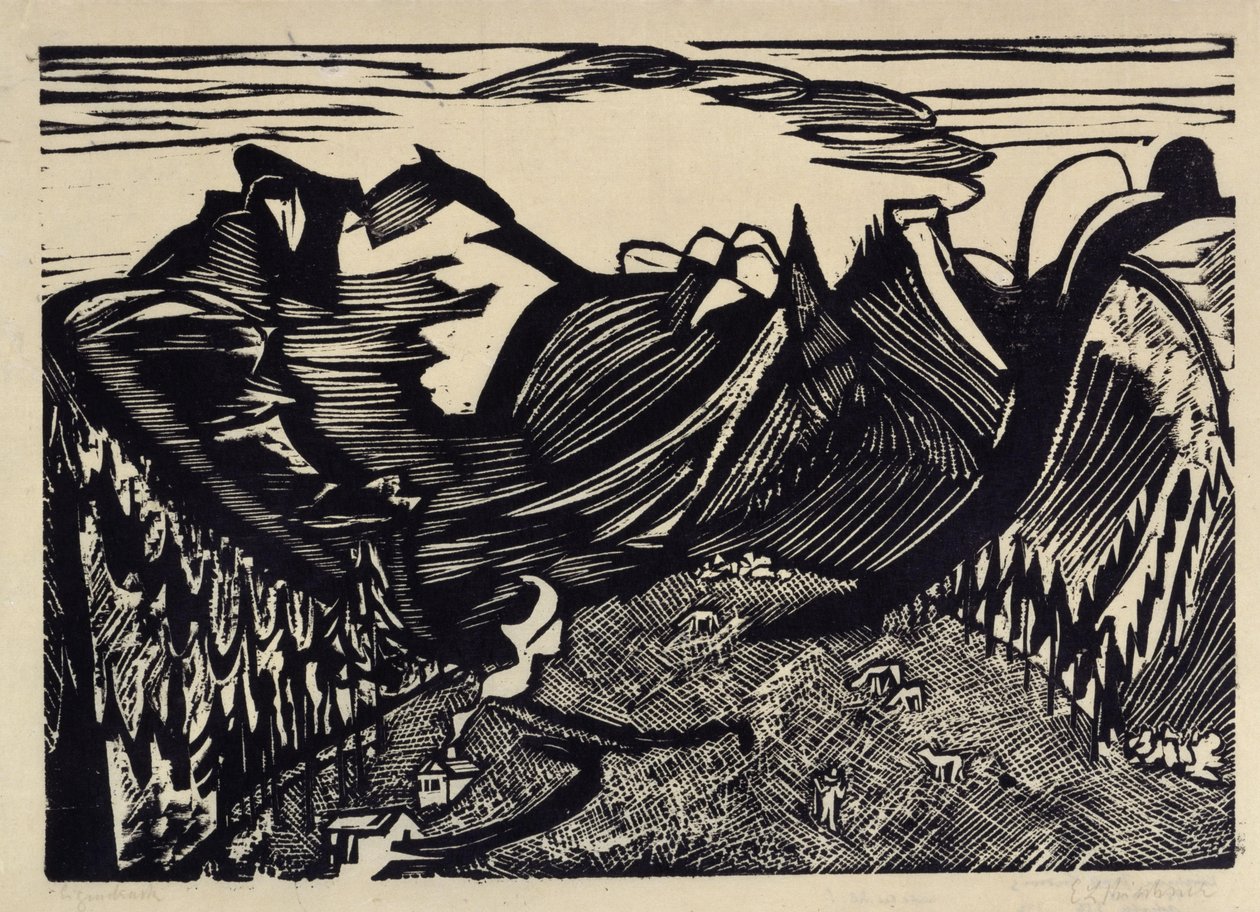 Berglandschap met alp door Ernst Ludwig Kirchner