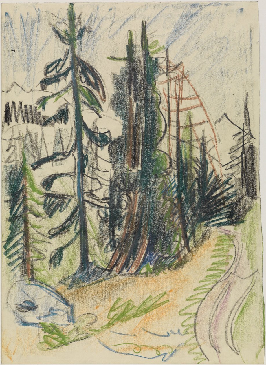 Bergsparren en pad door Ernst Ludwig Kirchner