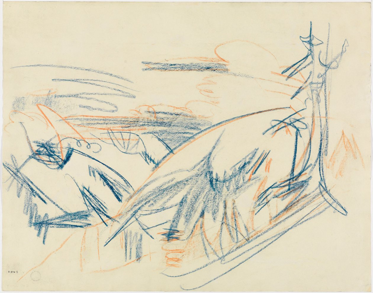 Blauw-rood berglandschap door Ernst Ludwig Kirchner