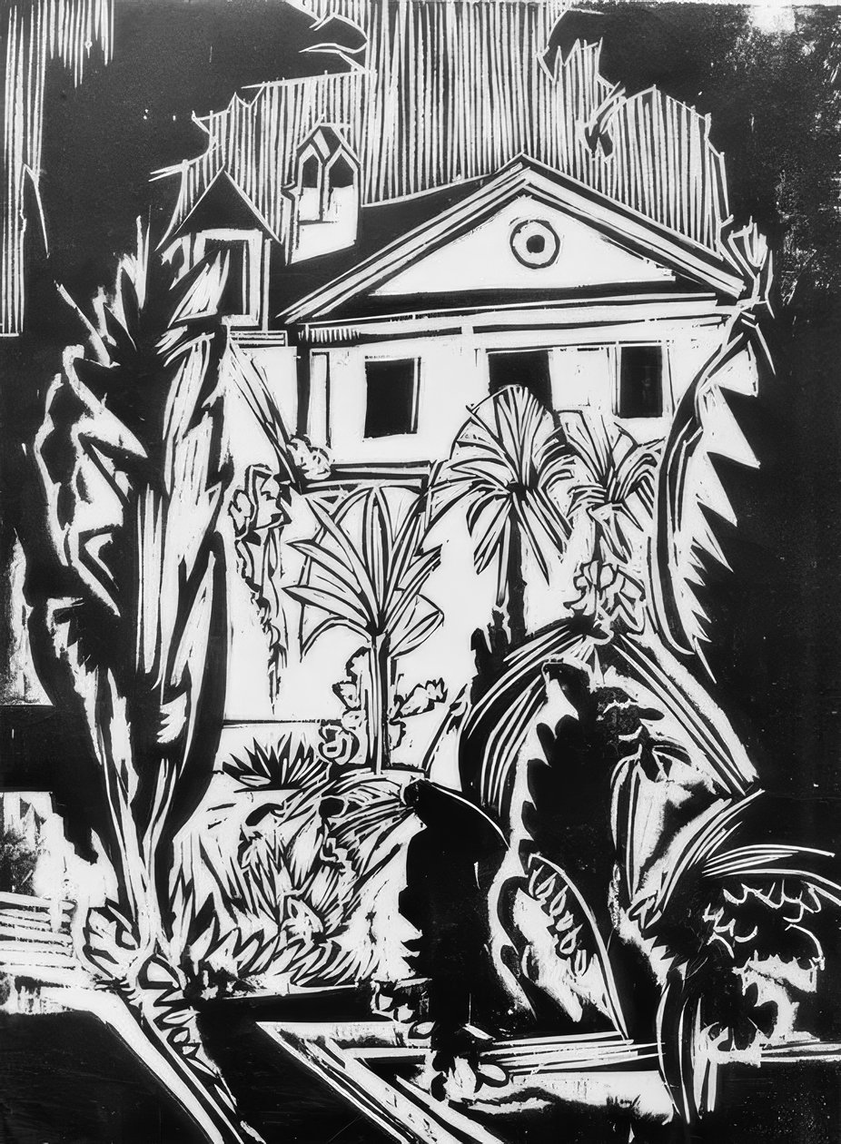 Botanische tuin (Jena) door Ernst Ludwig Kirchner