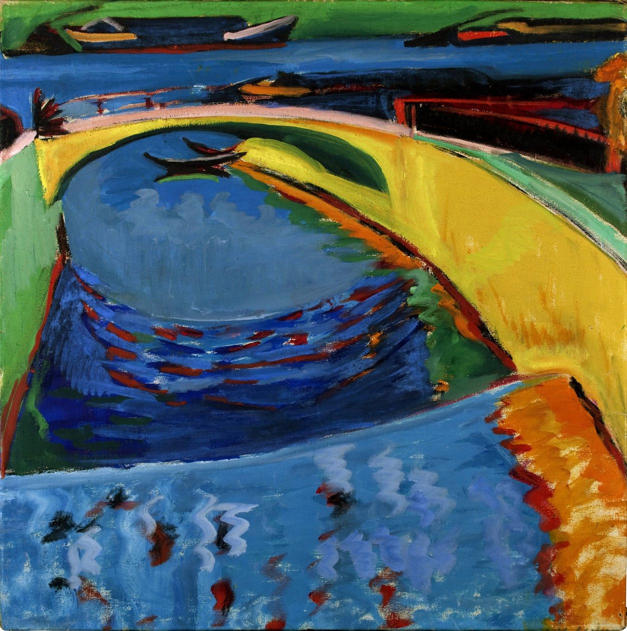Brug bij de monding van de rivier Prießnitz door Ernst Ludwig Kirchner