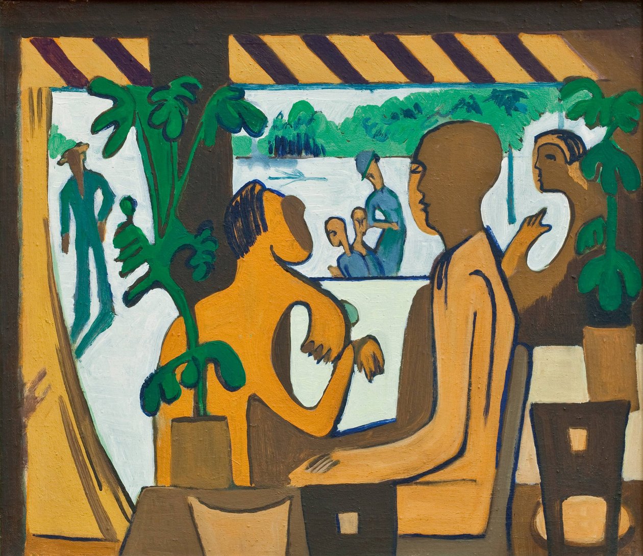 Bruine figuren in een café, 1928-1929 door Ernst Ludwig Kirchner