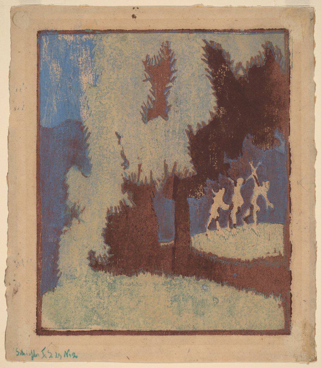 Kastanjebomen in het maanlicht door Ernst Ludwig Kirchner