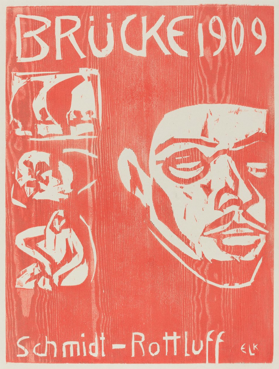 Omslag van het vierde jaarboek van de kunstenaarsgroep de Brucke door Ernst Ludwig Kirchner