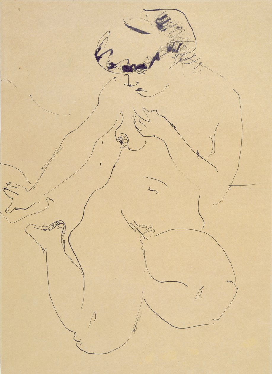 Hurkende Naakt door Ernst Ludwig Kirchner