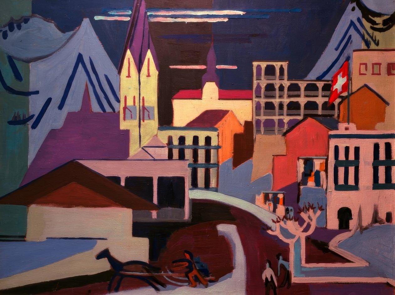 Davos – plein bij het station door Ernst Ludwig Kirchner