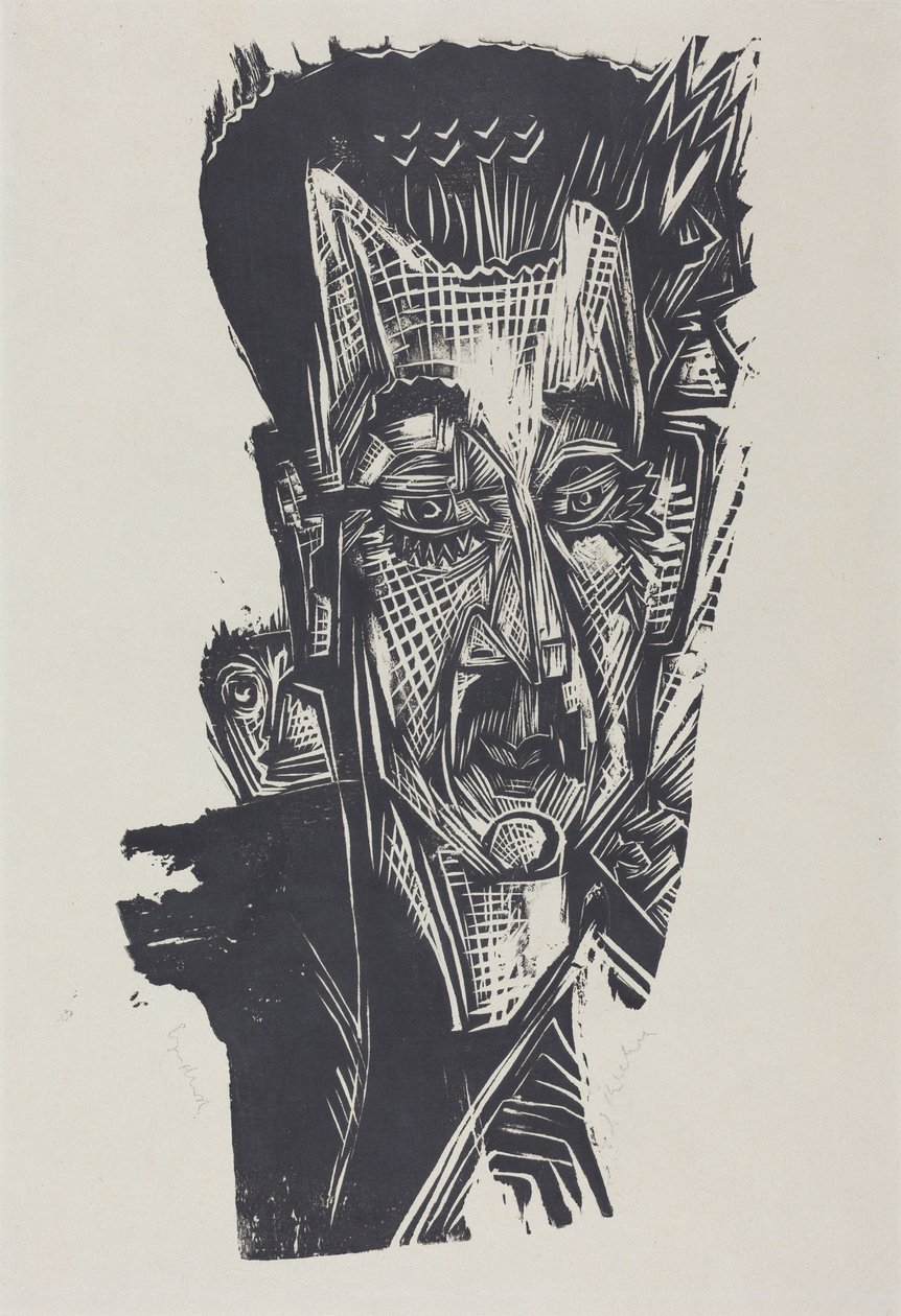 Dr. Ludwig Binswanger (kopstudie van Dr. Ludwig Binswanger) door Ernst Ludwig Kirchner