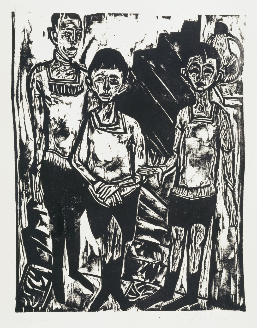 Drie jongens (de zonen van Fehr) door Ernst Ludwig Kirchner