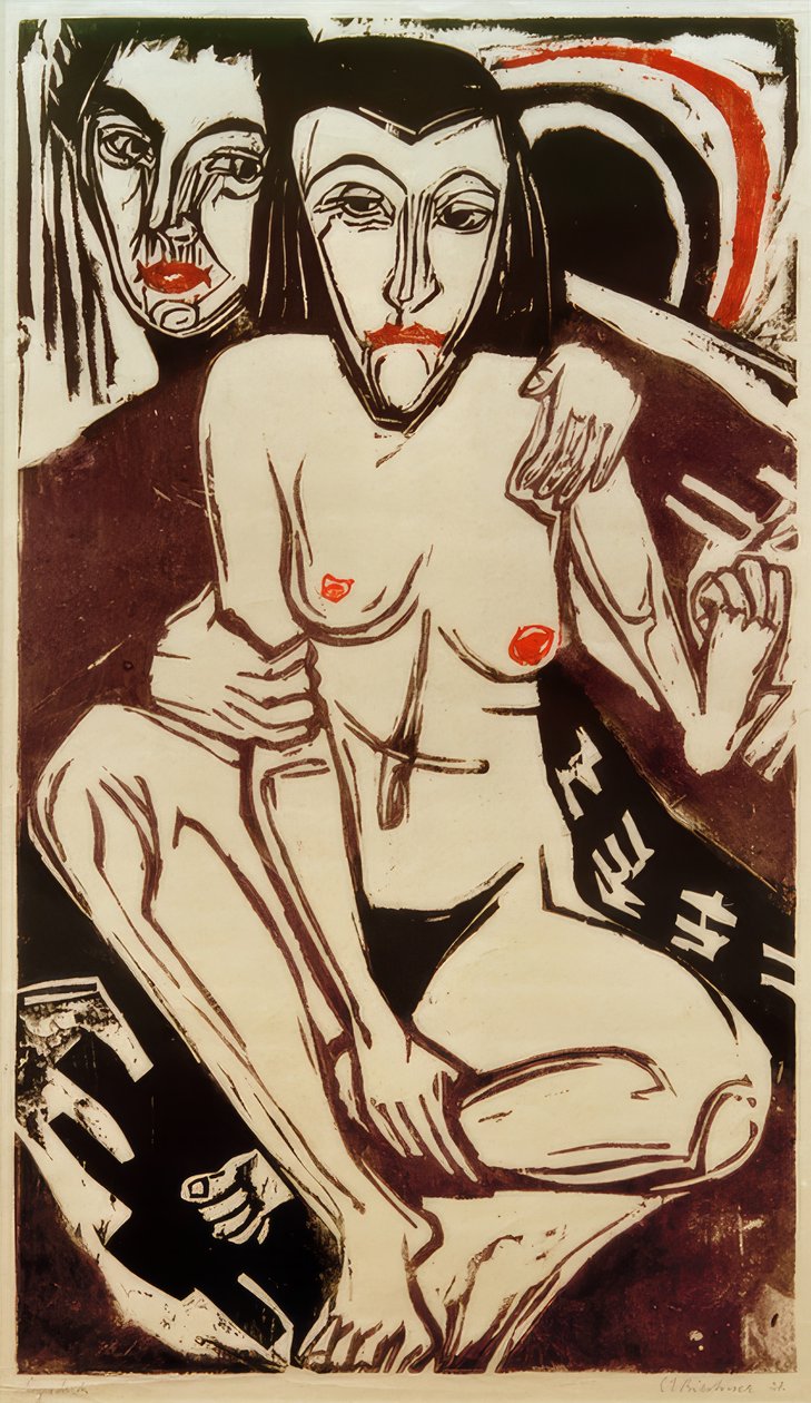 E.L.Kirchner, Melancholie (Zelfportret met Erna) door Ernst Ludwig Kirchner