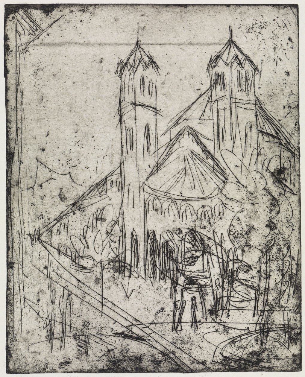 Hoek bij de wintertuin/Kerk van Sint-Gereon in Keulen I door Ernst Ludwig Kirchner
