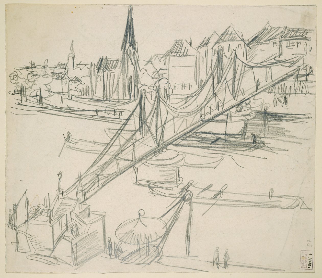 "Eiserner Steg" in Frankfurt am Main met uitzicht op Sachsenhausen door Ernst Ludwig Kirchner