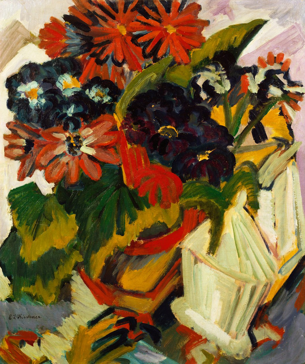 Bloempot en Suikerpot, 1918-19 door Ernst Ludwig Kirchner