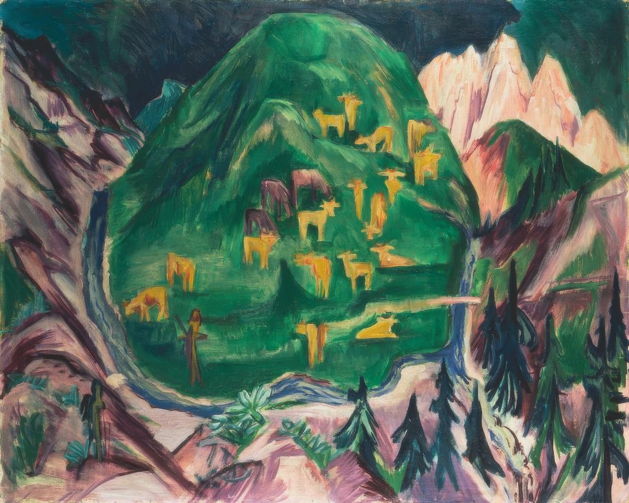 Weide voor vee door Ernst Ludwig Kirchner