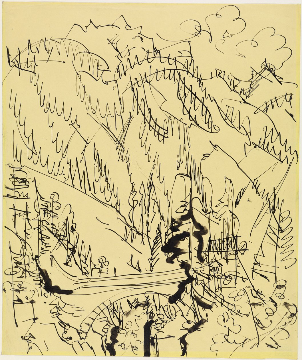 Berglandschap met brug door Ernst Ludwig Kirchner