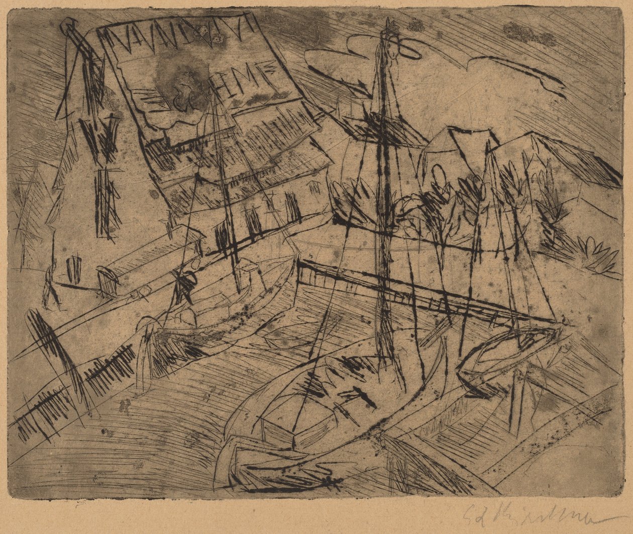 Haven bij Burgstaaken door Ernst Ludwig Kirchner