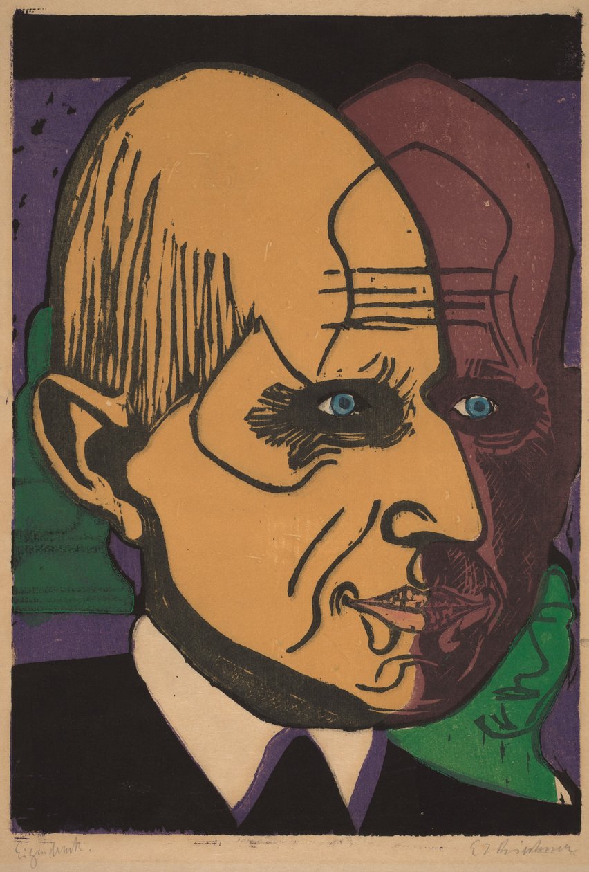 Kopstudie van dr. Bauer door Ernst Ludwig Kirchner