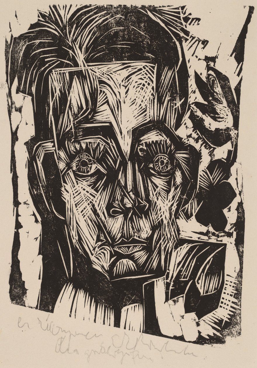 Hoofd van Dr. Robert Binswanger (de Student) door Ernst Ludwig Kirchner