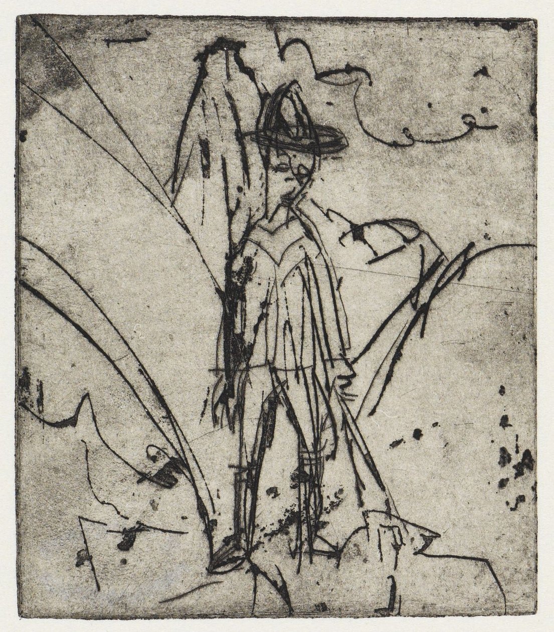 Herder voor de berg/Huis met geiten - Stafelalp door Ernst Ludwig Kirchner